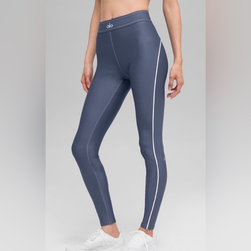 Alo Yoga Airlift High Waist Suit Up Legging in Bluestone / White NWT